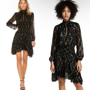 A.L.C. Tula Black Gold Metallic Dress in black gold size XS
